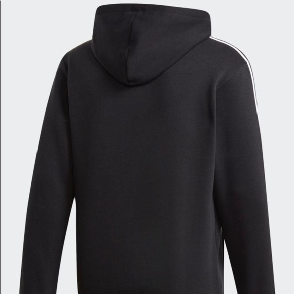 Adidas Black 3Stripe Hoodie Sweatshirt Pullover - Picture 3 of 7